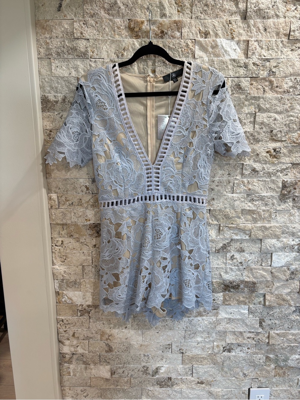 Missguided Light Blue Lace Mini Dress